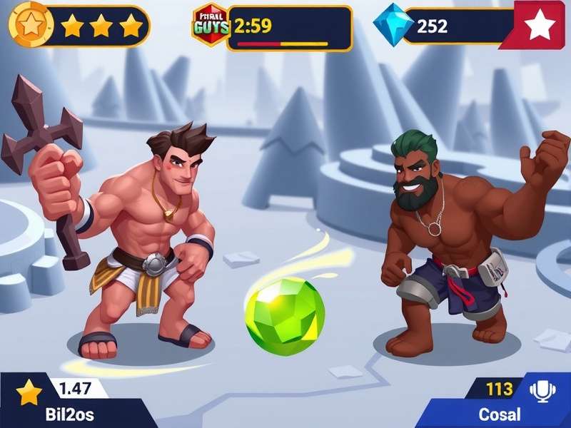 Stumble Guys gameplay with characters and gems