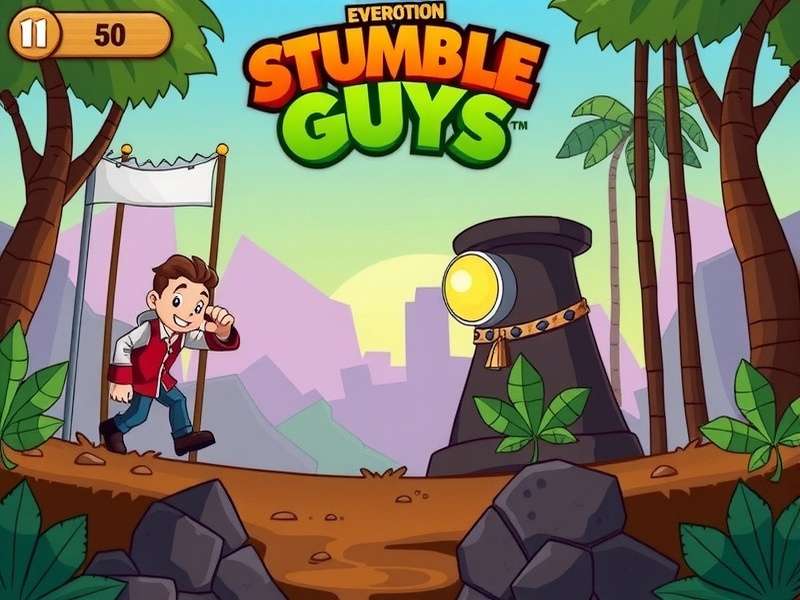 Stumble Guys running on Windows 7 32-bit via BlueStacks emulator