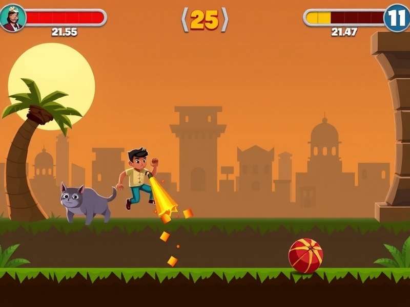 Stumble Guys Block Dash level screenshot showing moving blocks and hammers