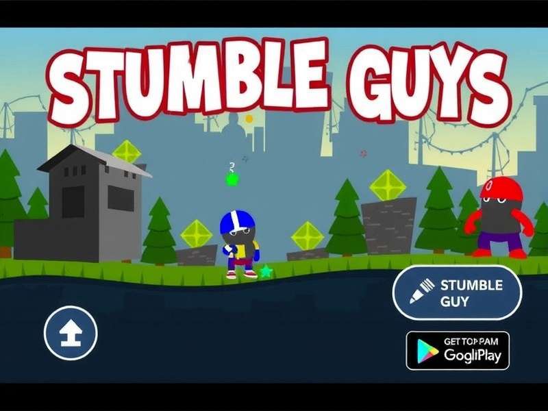 Stumble Guys PC gameplay screenshot showing colorful characters racing