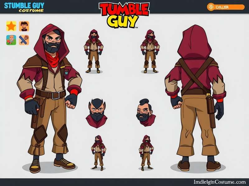 Colorful Stumble Guys character costumes in action