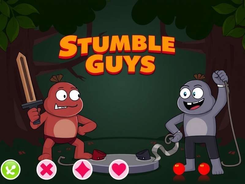 Stumble Guys PC gameplay showing chaotic race on colorful obstacle course