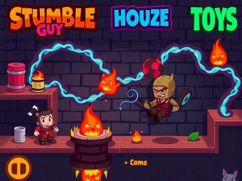 A vibrant collection of Stumble Guys plush toys and action figures arranged on a shelf