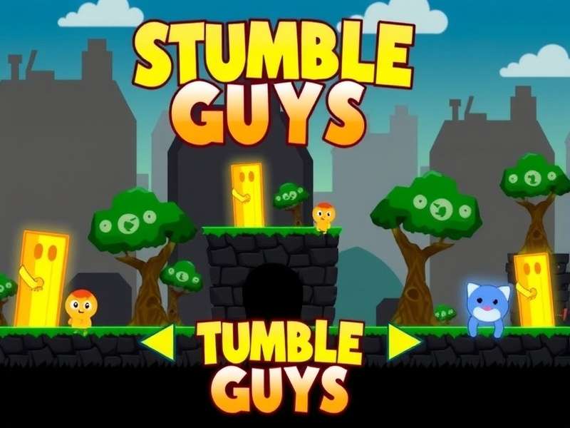 Stumble Guys colorful game characters racing on a PC screen