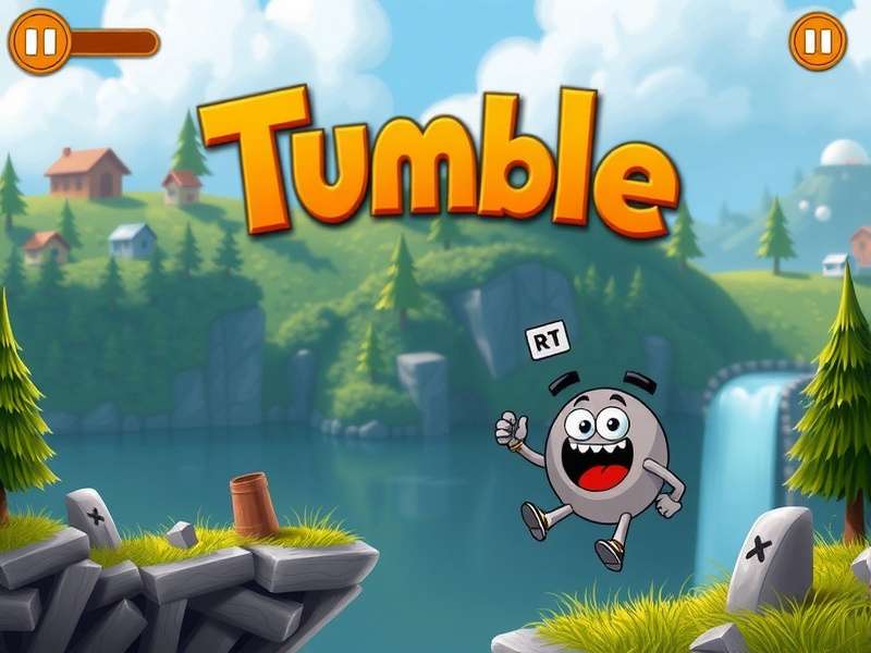 Player strategically tumbling to avoid a giant rolling ball