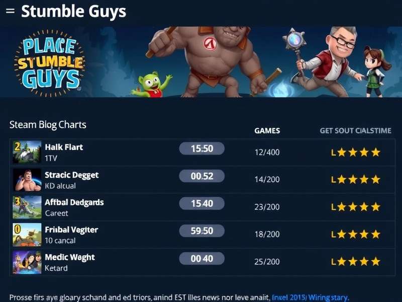 Stumble Guys Steam Charts showing live player count and historical trends