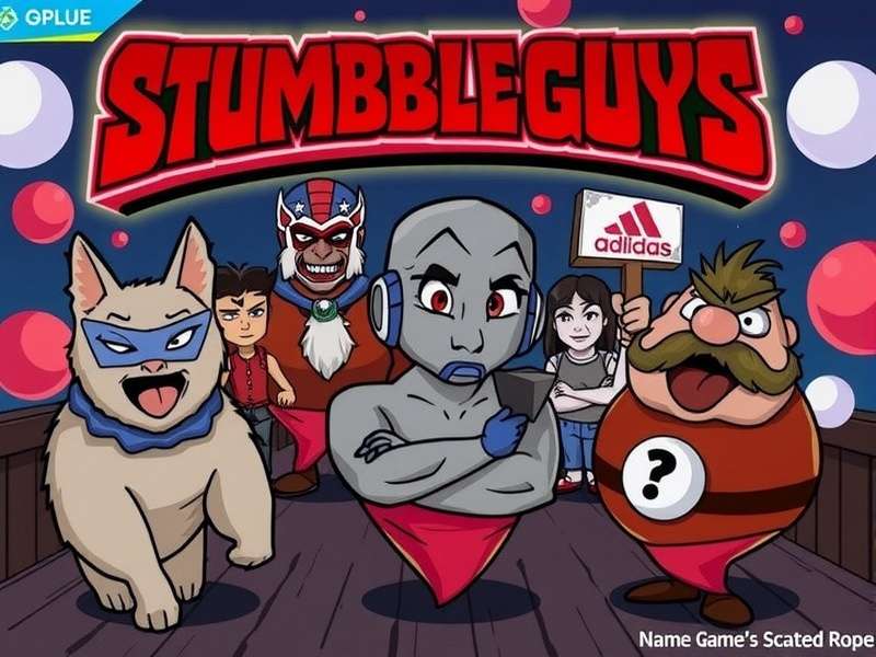 Stumble Guys gameplay screenshot showing colorful characters in an obstacle course