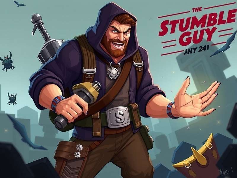 Stumble Guys multiplayer gameplay showing colorful characters racing through obstacles