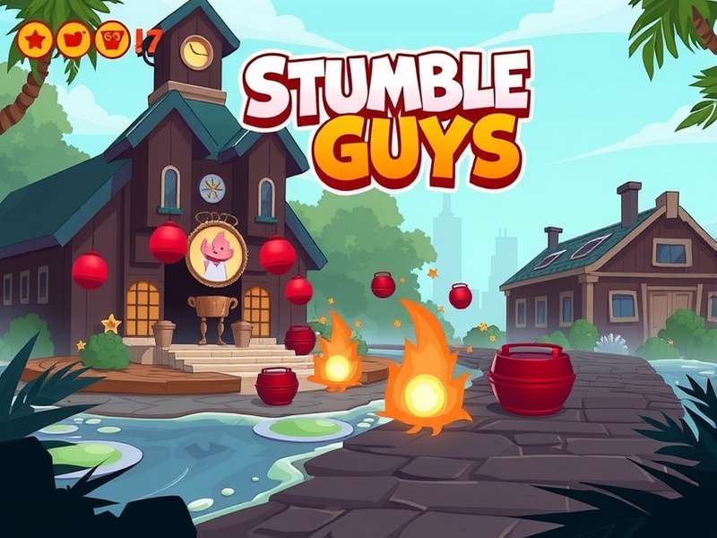 Stumble Guys Pobierz gameplay screenshot showing Indian players competing in a chaotic obstacle course