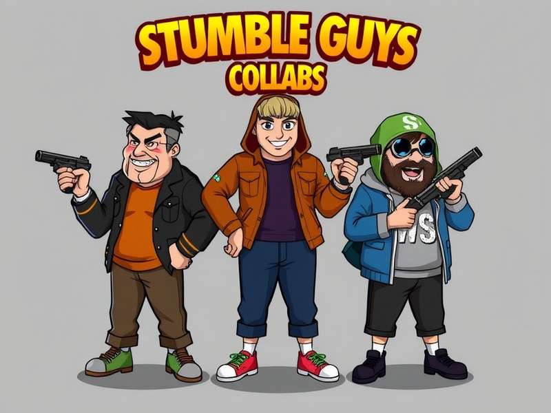 Stumble Guys Collabs banner featuring brand partnership skins and crossover events