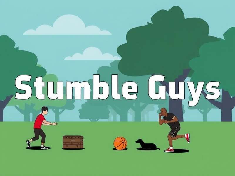 Stumble Guys online gameplay showing colorful obstacle course with multiple players