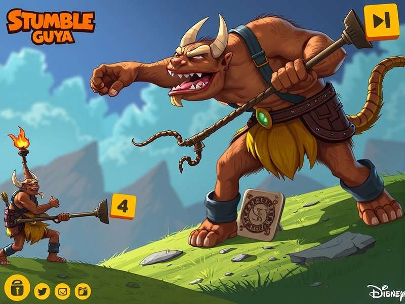 Stumble Guya gameplay showing colourful obstacle course with multiple players
