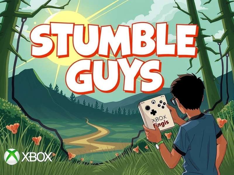 Stumble Guys Xbox controller close-up with TV screen